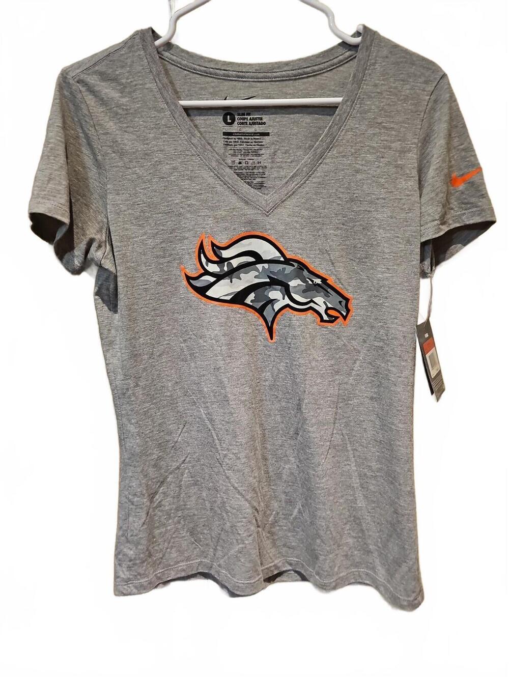 Denver Broncos (2014) Official Women's NFL Team Apparel V-Neck T-Shirt Large NWT